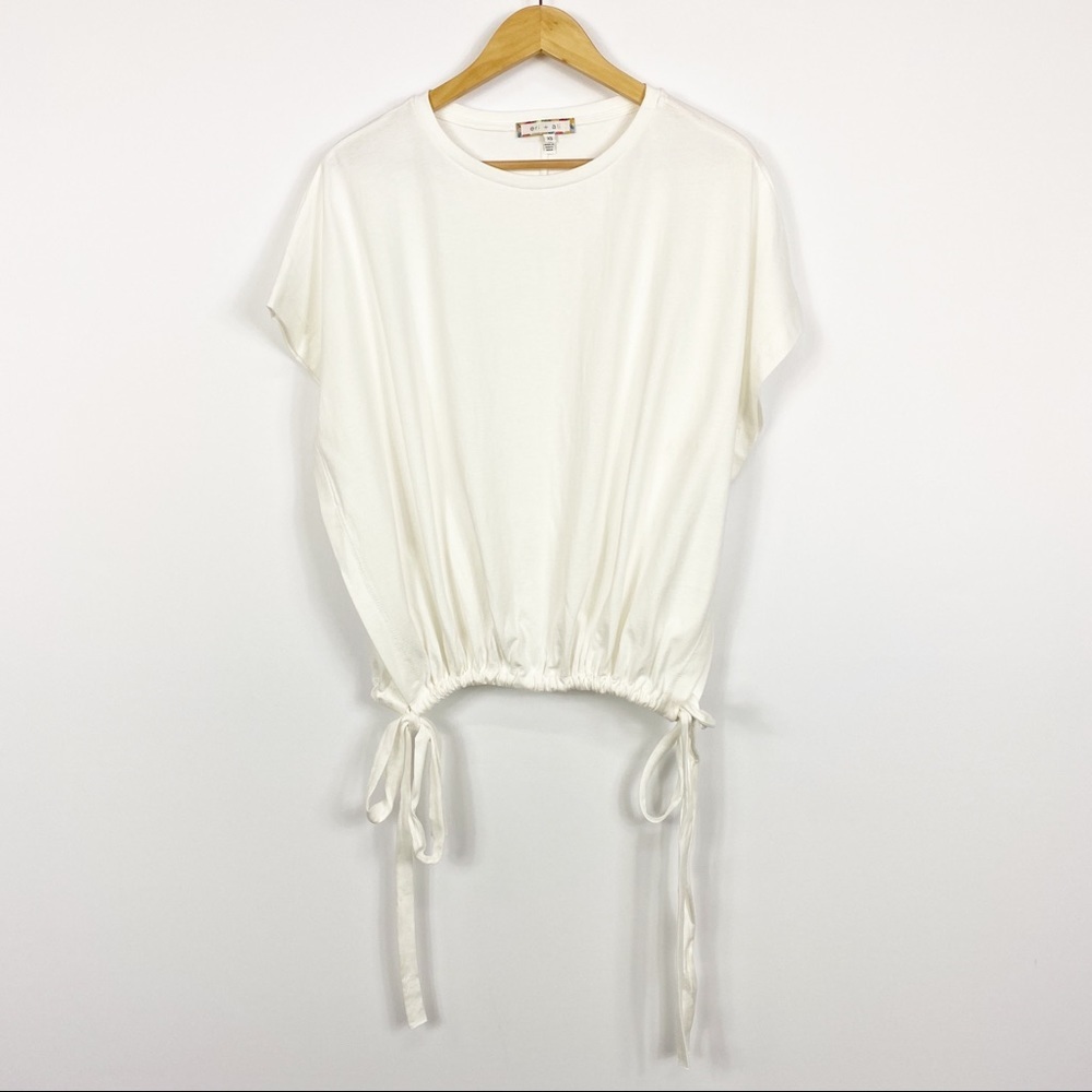 Anthro Eri & Ali White Teagan Side Tie Top
